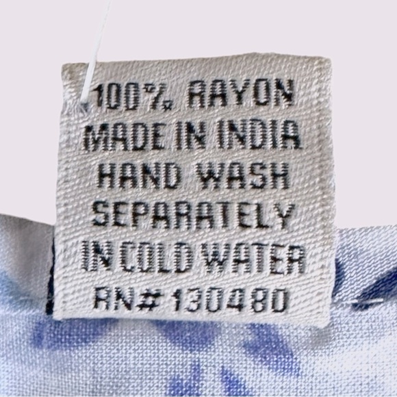 Devi Blue White Floral Print Rayon Tunic Dress Size L Boho Resort Beach NWT - Picture 9 of 9